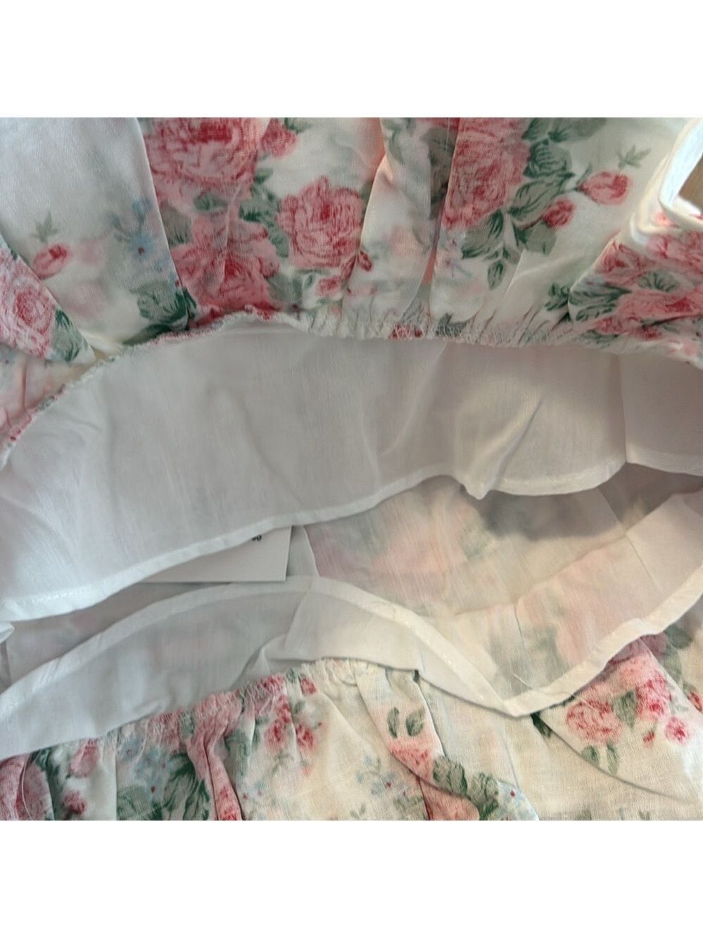 Endless Rose Revolve Linen Ruched Draped Ruffle Hem Mini Skirt - Picture 15 of 16